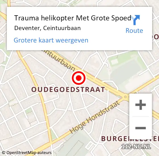 Locatie op kaart van de 112 melding: Trauma helikopter Met Grote Spoed Naar Deventer, Ceintuurbaan op 15 juli 2024 21:21