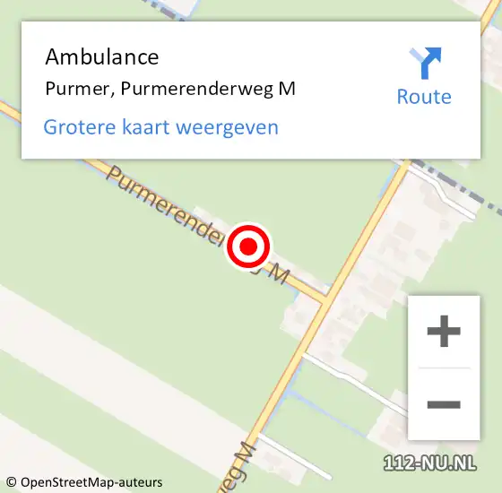 Locatie op kaart van de 112 melding: Ambulance Purmer, Purmerenderweg M op 15 juli 2024 21:26