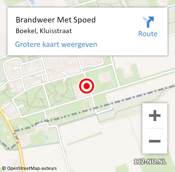 Locatie op kaart van de 112 melding: Brandweer Met Spoed Naar Boekel, Kluisstraat op 15 juli 2024 21:48