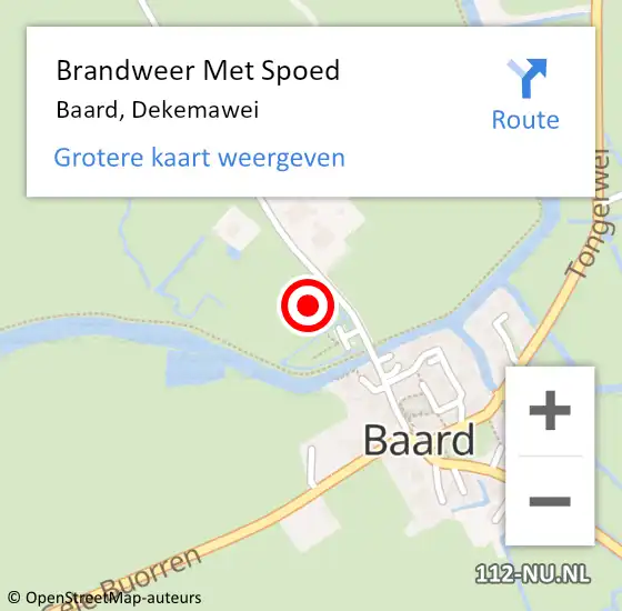 Locatie op kaart van de 112 melding: Brandweer Met Spoed Naar Baard, Dekemawei op 15 juli 2024 22:02