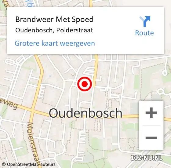 Locatie op kaart van de 112 melding: Brandweer Met Spoed Naar Oudenbosch, Polderstraat op 15 juli 2024 22:12