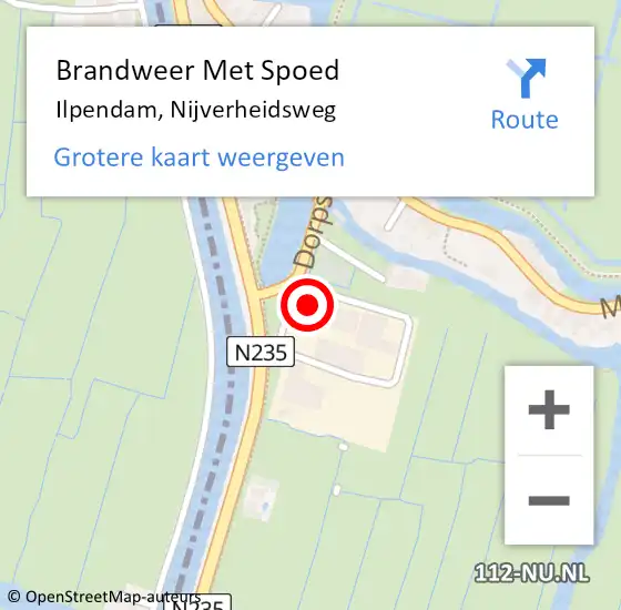 Locatie op kaart van de 112 melding: Brandweer Met Spoed Naar Ilpendam, Nijverheidsweg op 15 juli 2024 22:16