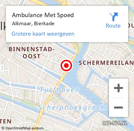 Locatie op kaart van de 112 melding: Ambulance Met Spoed Naar Alkmaar, Bierkade op 15 juli 2024 22:43