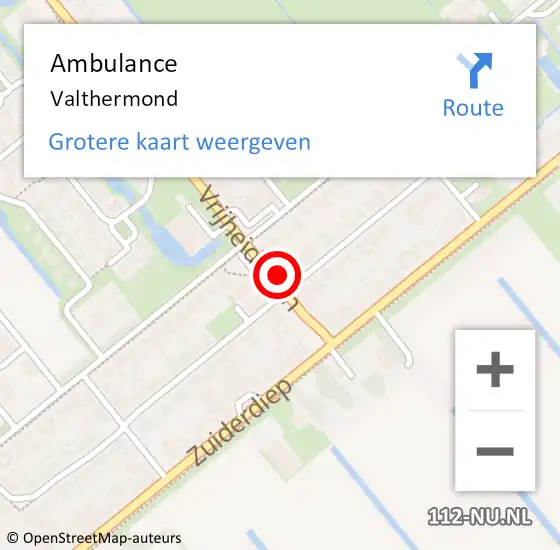 Locatie op kaart van de 112 melding: Ambulance Valthermond op 15 juli 2024 23:45