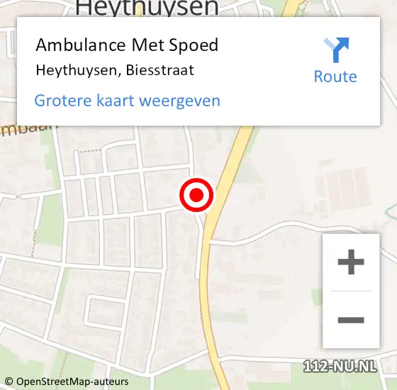 Locatie op kaart van de 112 melding: Ambulance Met Spoed Naar Heythuysen, Biesstraat op 16 juli 2024 00:07