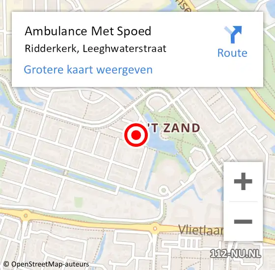 Locatie op kaart van de 112 melding: Ambulance Met Spoed Naar Ridderkerk, Leeghwaterstraat op 16 juli 2024 00:57