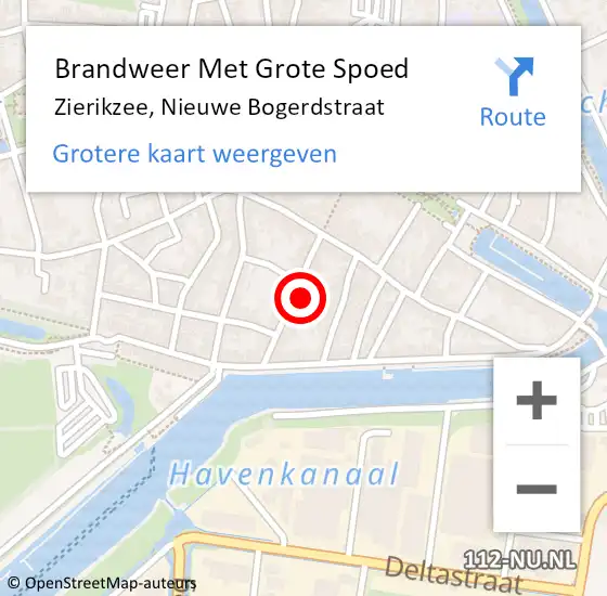 Locatie op kaart van de 112 melding: Brandweer Met Grote Spoed Naar Zierikzee, Nieuwe Bogerdstraat op 16 juli 2024 01:03