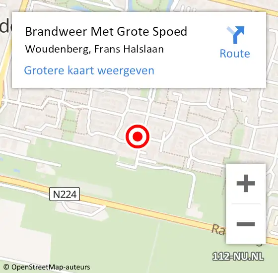 Locatie op kaart van de 112 melding: Brandweer Met Grote Spoed Naar Woudenberg, Frans Halslaan op 16 juli 2024 01:04