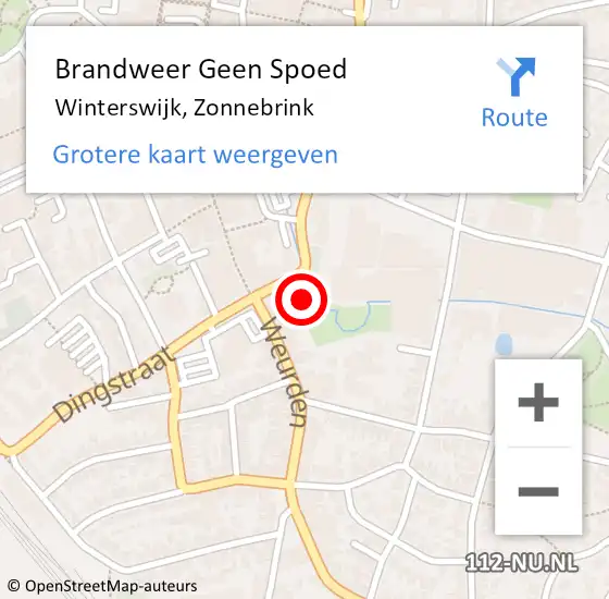 Locatie op kaart van de 112 melding: Brandweer Geen Spoed Naar Winterswijk, Zonnebrink op 16 juli 2024 02:15