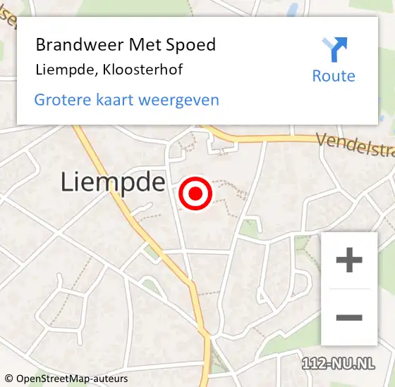 Locatie op kaart van de 112 melding: Brandweer Met Spoed Naar Liempde, Kloosterhof op 16 juli 2024 03:08