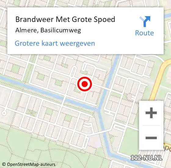 Locatie op kaart van de 112 melding: Brandweer Met Grote Spoed Naar Almere, Basilicumweg op 16 juli 2024 03:39