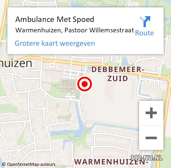 Locatie op kaart van de 112 melding: Ambulance Met Spoed Naar Warmenhuizen, Pastoor Willemsestraat op 16 juli 2024 03:54