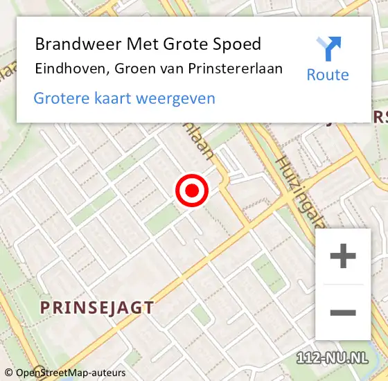 Locatie op kaart van de 112 melding: Brandweer Met Grote Spoed Naar Eindhoven, Groen van Prinstererlaan op 16 juli 2024 04:39