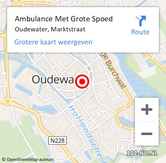 Locatie op kaart van de 112 melding: Ambulance Met Grote Spoed Naar Oudewater, Marktstraat op 16 juli 2024 04:42