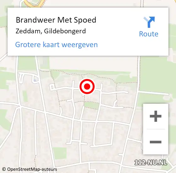 Locatie op kaart van de 112 melding: Brandweer Met Spoed Naar Zeddam, Gildebongerd op 16 juli 2024 05:44