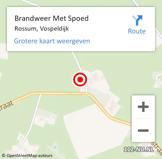 Locatie op kaart van de 112 melding: Brandweer Met Spoed Naar Rossum, Vospeldijk op 16 juli 2024 05:59