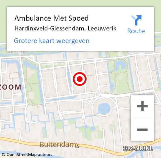 Locatie op kaart van de 112 melding: Ambulance Met Spoed Naar Hardinxveld-Giessendam, Leeuwerik op 16 juli 2024 06:06