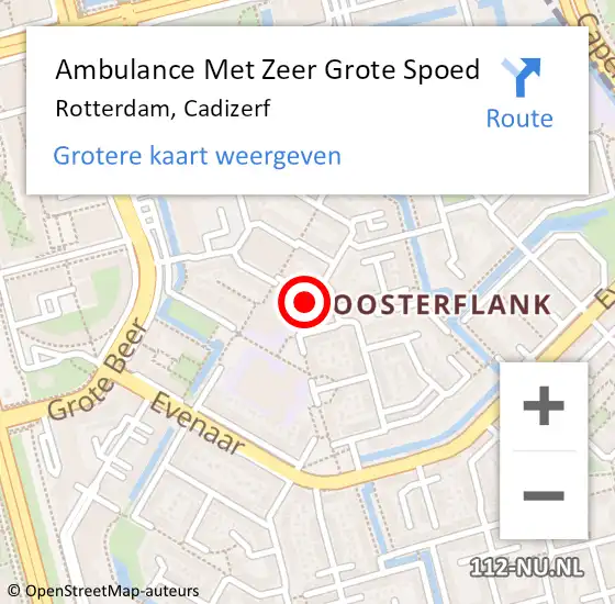 Locatie op kaart van de 112 melding: Ambulance Met Zeer Grote Spoed Naar Rotterdam, Cadizerf op 16 juli 2024 07:28