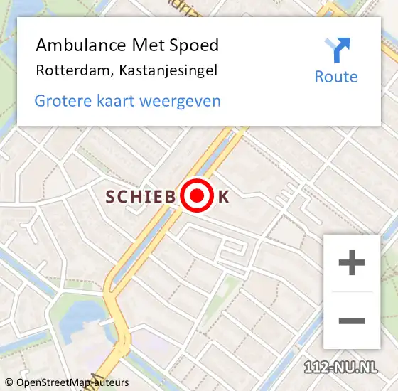 Locatie op kaart van de 112 melding: Ambulance Met Spoed Naar Rotterdam, Kastanjesingel op 16 juli 2024 07:29