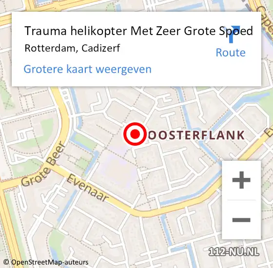 Locatie op kaart van de 112 melding: Trauma helikopter Met Zeer Grote Spoed Naar Rotterdam, Cadizerf op 16 juli 2024 07:29
