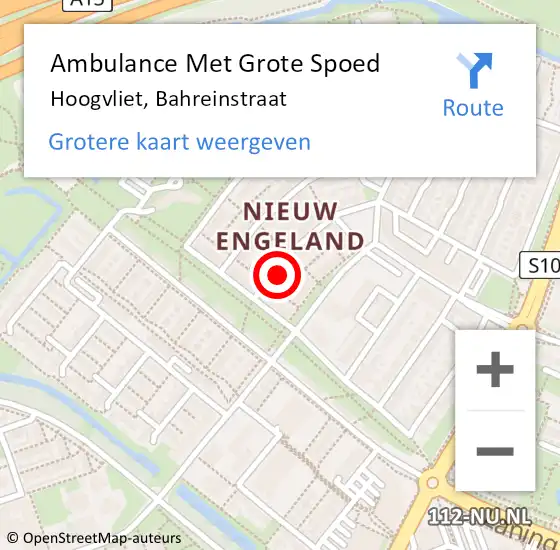 Locatie op kaart van de 112 melding: Ambulance Met Grote Spoed Naar Hoogvliet, Bahreinstraat op 16 juli 2024 07:46