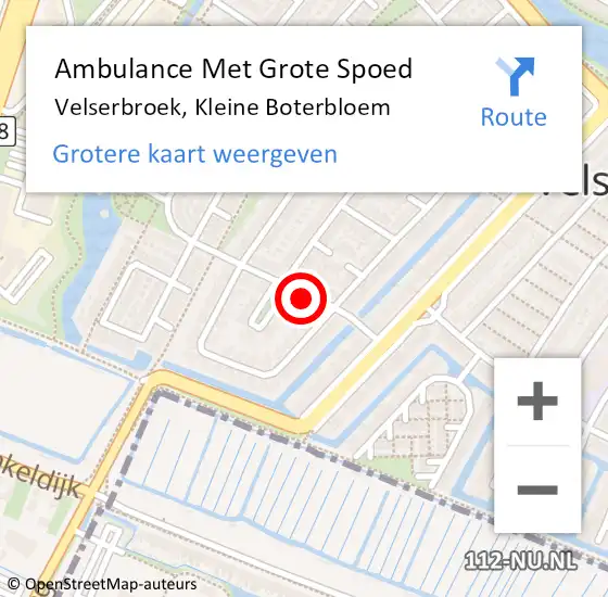 Locatie op kaart van de 112 melding: Ambulance Met Grote Spoed Naar Velserbroek, Kleine Boterbloem op 16 juli 2024 07:52