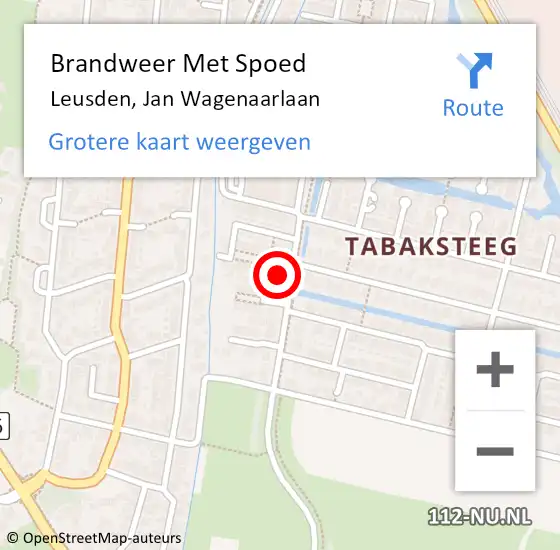 Locatie op kaart van de 112 melding: Brandweer Met Spoed Naar Leusden, Jan Wagenaarlaan op 16 juli 2024 07:57