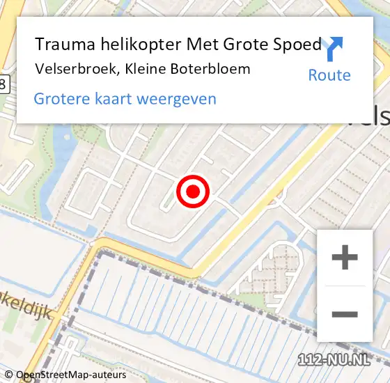 Locatie op kaart van de 112 melding: Trauma helikopter Met Grote Spoed Naar Velserbroek, Kleine Boterbloem op 16 juli 2024 07:57