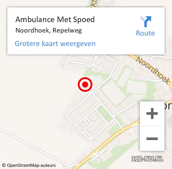 Locatie op kaart van de 112 melding: Ambulance Met Spoed Naar Noordhoek, Repelweg op 13 oktober 2014 10:23