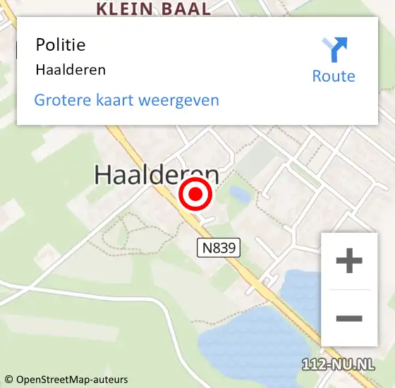 Locatie op kaart van de 112 melding: Politie Haalderen op 16 juli 2024 08:01