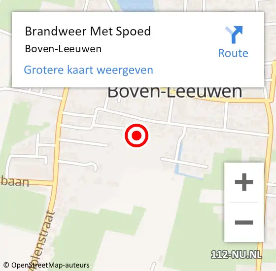 Locatie op kaart van de 112 melding: Brandweer Met Spoed Naar Boven-Leeuwen op 16 juli 2024 08:11