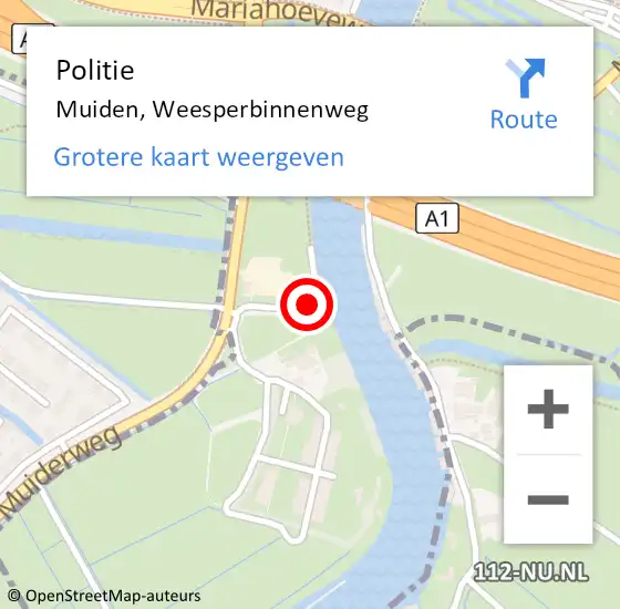 Locatie op kaart van de 112 melding: Politie Muiden, Weesperbinnenweg op 16 juli 2024 08:33