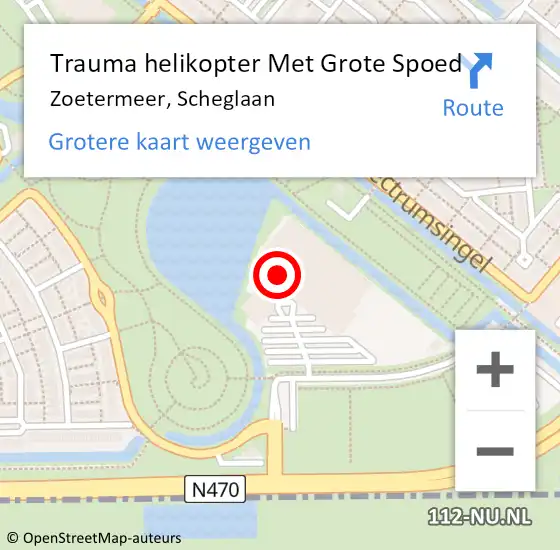 Locatie op kaart van de 112 melding: Trauma helikopter Met Grote Spoed Naar Zoetermeer, Scheglaan op 16 juli 2024 08:41