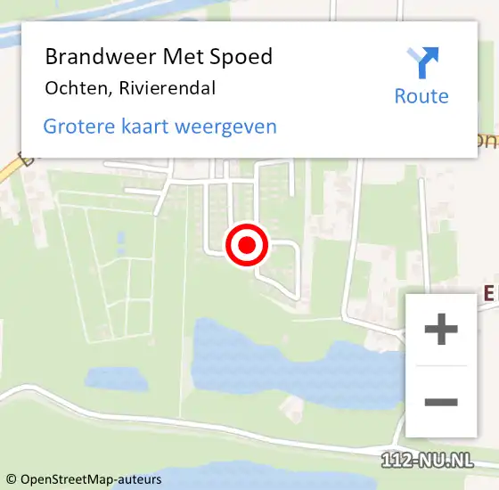 Locatie op kaart van de 112 melding: Brandweer Met Spoed Naar Ochten, Rivierendal op 16 juli 2024 08:50