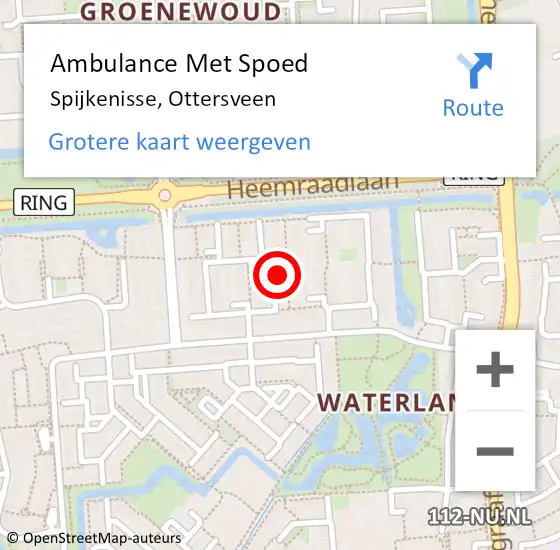 Locatie op kaart van de 112 melding: Ambulance Met Spoed Naar Spijkenisse, Ottersveen op 16 juli 2024 08:54