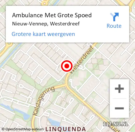 Locatie op kaart van de 112 melding: Ambulance Met Grote Spoed Naar Nieuw-Vennep, Westerdreef op 16 juli 2024 09:01