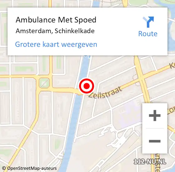 Locatie op kaart van de 112 melding: Ambulance Met Spoed Naar Amsterdam, Schinkelkade op 16 juli 2024 09:05