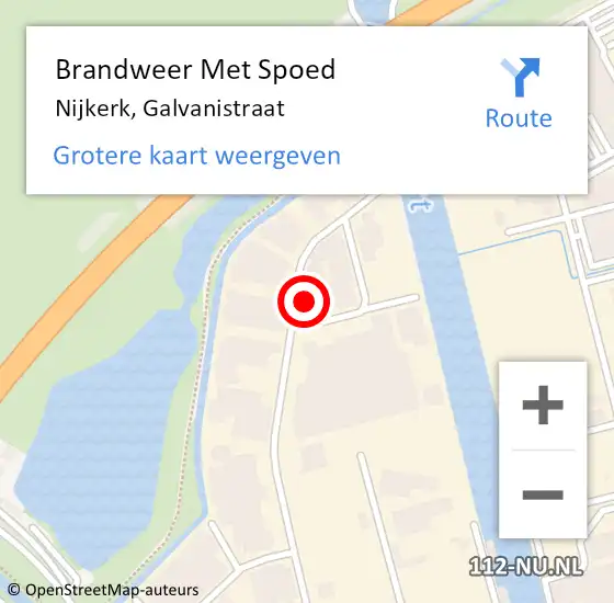 Locatie op kaart van de 112 melding: Brandweer Met Spoed Naar Nijkerk, Galvanistraat op 16 juli 2024 09:16