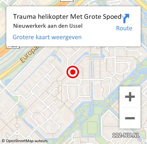 Locatie op kaart van de 112 melding: Trauma helikopter Met Grote Spoed Naar Nieuwerkerk aan den IJssel op 16 juli 2024 09:30