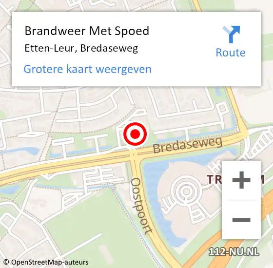 Locatie op kaart van de 112 melding: Brandweer Met Spoed Naar Etten-Leur, Bredaseweg op 16 juli 2024 09:31