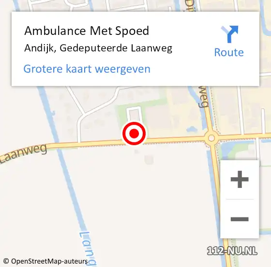 Locatie op kaart van de 112 melding: Ambulance Met Spoed Naar Andijk, Gedeputeerde Laanweg op 16 juli 2024 09:39