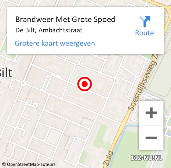 Locatie op kaart van de 112 melding: Brandweer Met Grote Spoed Naar De Bilt, Ambachtstraat op 16 juli 2024 09:54