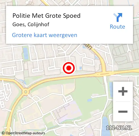 Locatie op kaart van de 112 melding: Politie Met Grote Spoed Naar Goes, Colijnhof op 16 juli 2024 10:05