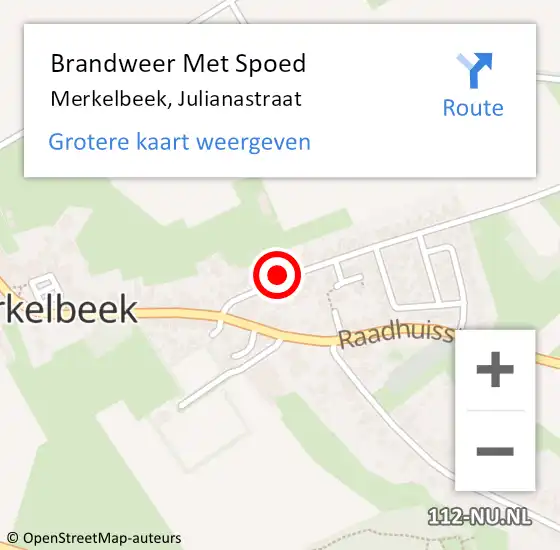 Locatie op kaart van de 112 melding: Brandweer Met Spoed Naar Merkelbeek, Julianastraat op 16 juli 2024 10:16