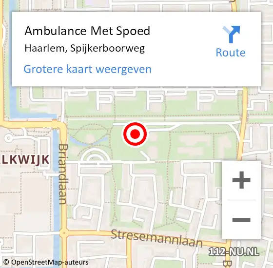 Locatie op kaart van de 112 melding: Ambulance Met Spoed Naar Haarlem, Spijkerboorweg op 16 juli 2024 10:21