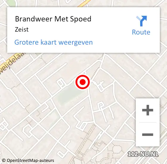 Locatie op kaart van de 112 melding: Brandweer Met Spoed Naar Zeist op 16 juli 2024 10:25