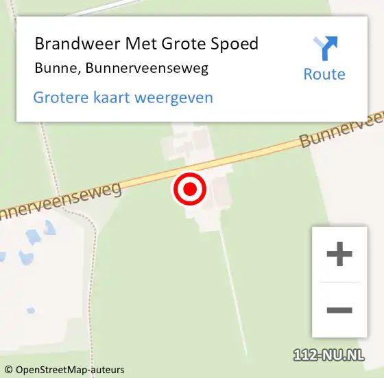 Locatie op kaart van de 112 melding: Brandweer Met Grote Spoed Naar Bunne, Bunnerveenseweg op 16 juli 2024 10:31