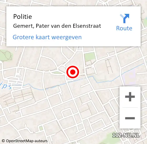 Locatie op kaart van de 112 melding: Politie Gemert, Pater van den Elsenstraat op 16 juli 2024 10:38