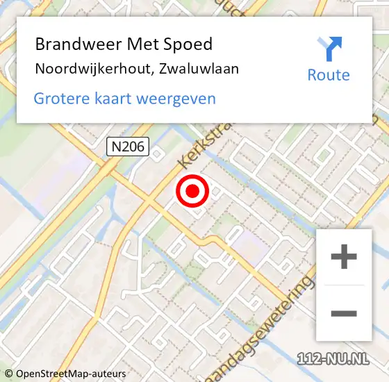 Locatie op kaart van de 112 melding: Brandweer Met Spoed Naar Noordwijkerhout, Zwaluwlaan op 16 juli 2024 10:40