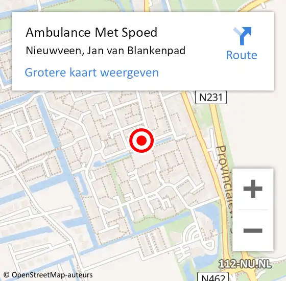 Locatie op kaart van de 112 melding: Ambulance Met Spoed Naar Nieuwveen, Jan van Blankenpad op 16 juli 2024 10:43